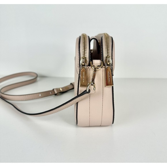 Michael Kors Large Blush Pink Crossgrain Leather Double Zip Crossbody Bag - Picture 4 of 16